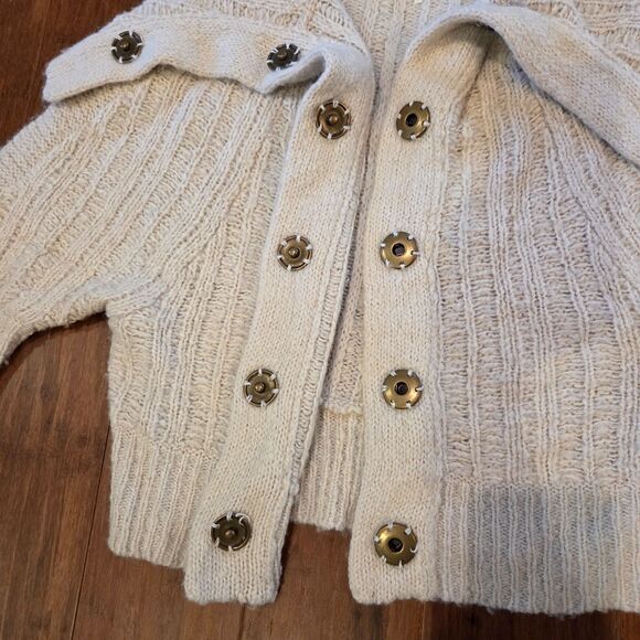 Free People Chunky Knit Cropped Cardigan Sweater Oversized Shawl Women's XS - Picture 3 of 9